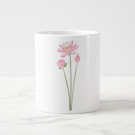 Grande Caneca de Café com Ilustração Botânica de Flores d
