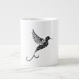 Grande Caneca de Café com Ilustração de Padrão de Pássaro