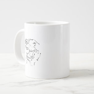 Grande Caneca de Café com Ilustração de Tinta de Cachorro