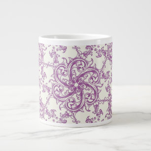 Grande caneca de café com padrão de flores medievais