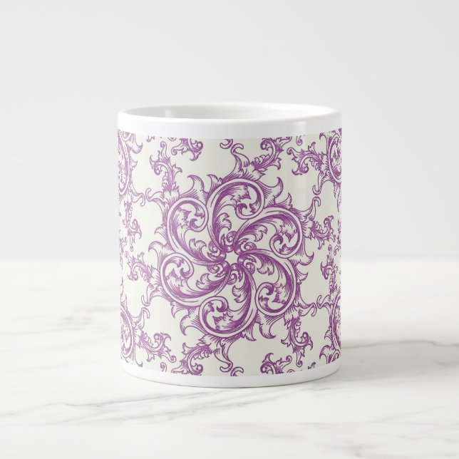 Grande caneca de café com padrão de flores medievais (Frente)