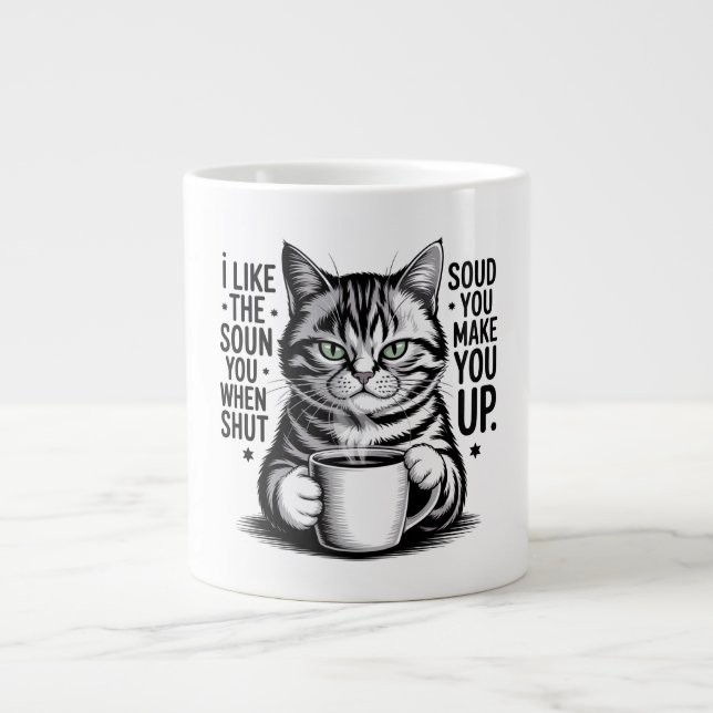 Grande Caneca de Café de Gato Sarcástico Engraçado – Eu G (Frente)