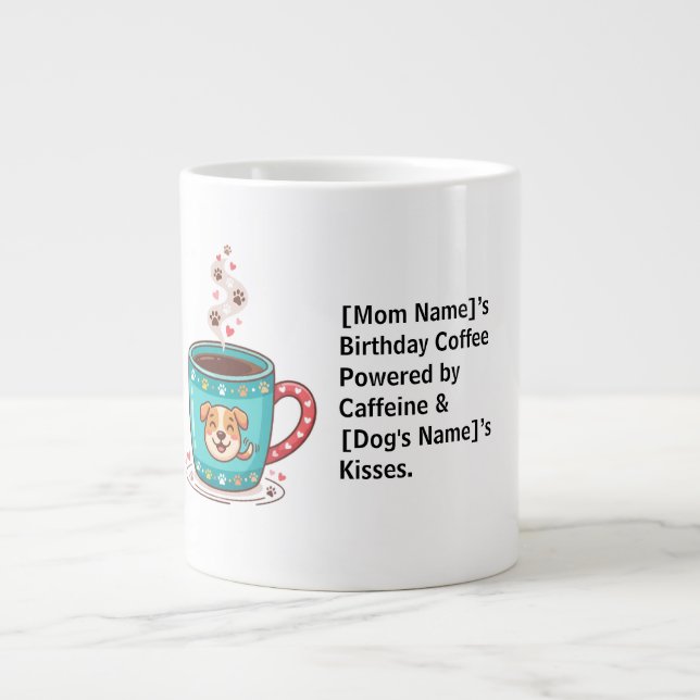 Grande Caneca de Café de Mãe de Cachorro Elegante Anivers (Frente)