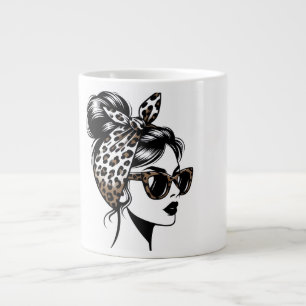 Grande Caneca de Café de Moda com Estampa de Leopardo Fem