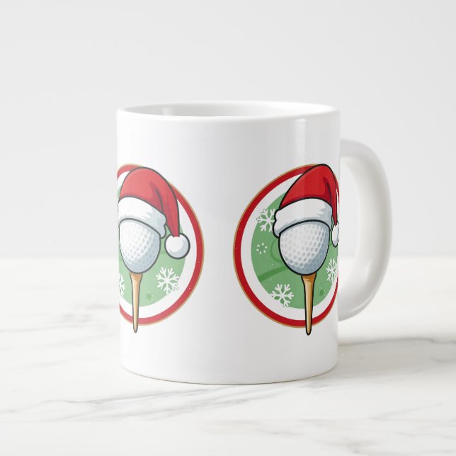 Grande Caneca de Café de Natal de Golfe (Frente Esquerda)