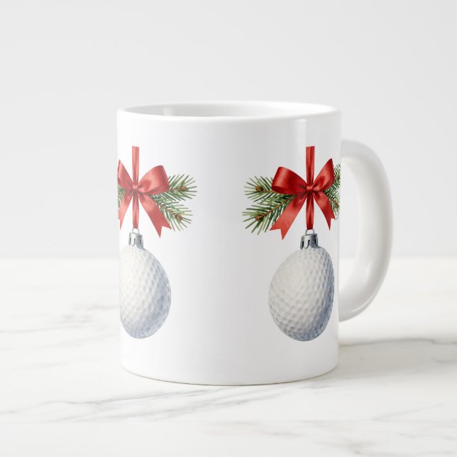 Grande Caneca de café de Natal de golfe (Frente Esquerda)