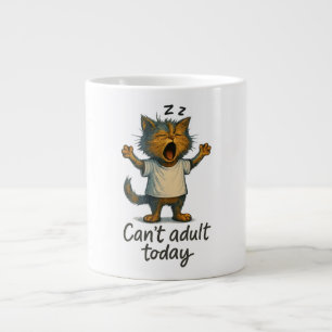 Grande Caneca de Café do Gato Não Posso Ser Adulto Hoje –