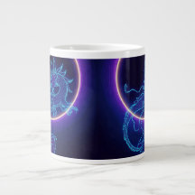 Caneca de Café Dragão Neon - Dragão Azul Brilhante