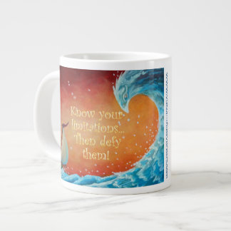 Grande CANECA de café ENORME! Onda com mulher e barco, C