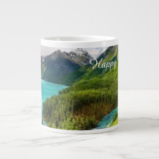 Grande Caneca de Café Feliz Paisagem Montanhosa