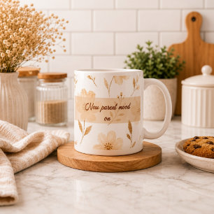 Grande Caneca de Café Floral Humor de Novo Pai