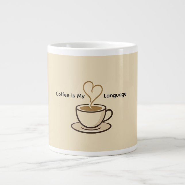 Grande Caneca de Café Fofo é Minha Linguagem do Amor (Frente)