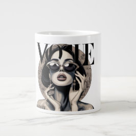 Grande Caneca de Café Garota da Moda Vogue | Estética de