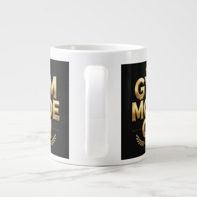 Grande Caneca de Café Gym Mode On Dourada - Caneca de Caf (Traseira)