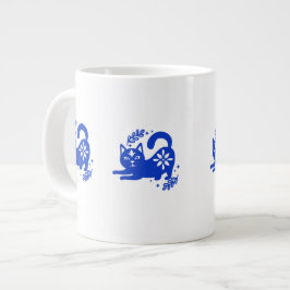 Grande Caneca de Café Jumbo Gato Azul Divertido – CozyBun