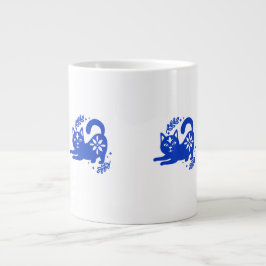 Grande Caneca de Café Jumbo Gato Azul Divertido – CozyBun