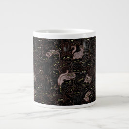 Grande Caneca de Café Jumbo Gatos Pretos Olhos Amarelos