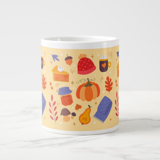 Grande Caneca de Café Jumbo Outono Aconchegante e Caprich (Frente)