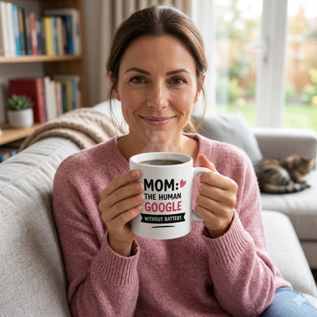 Grande Caneca de Café Mãe Engraçada O Google Humano (Criador carregado)
