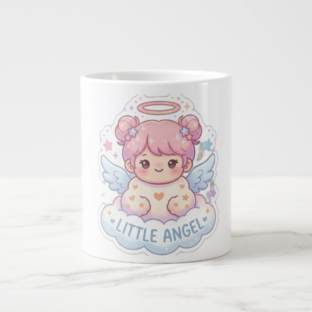 Grande Caneca de Café Menina Angel Chibi Fofa Kawaii (Frente)