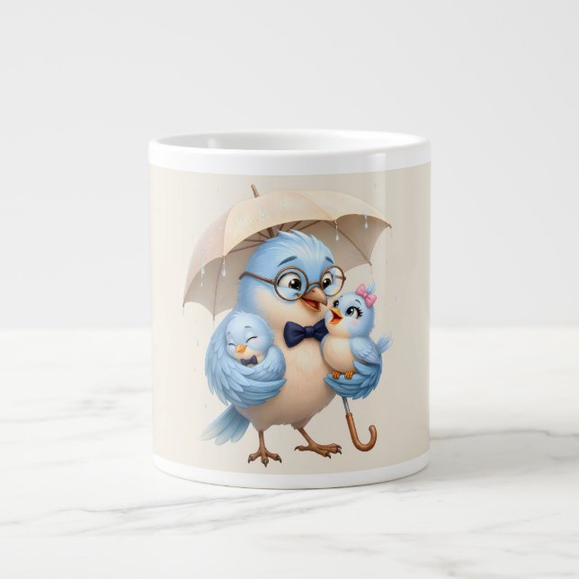 Grande Caneca de Café Pai Pássaro Presente para Família (Frente)