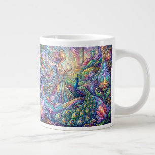 Grande Caneca de Café Pavão Fantasia