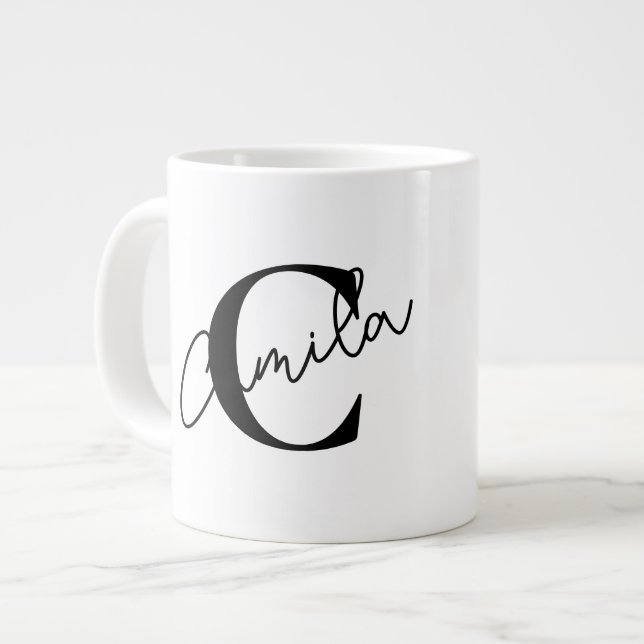 Grande Caneca de café personalizada com nome (Frente Esquerda)