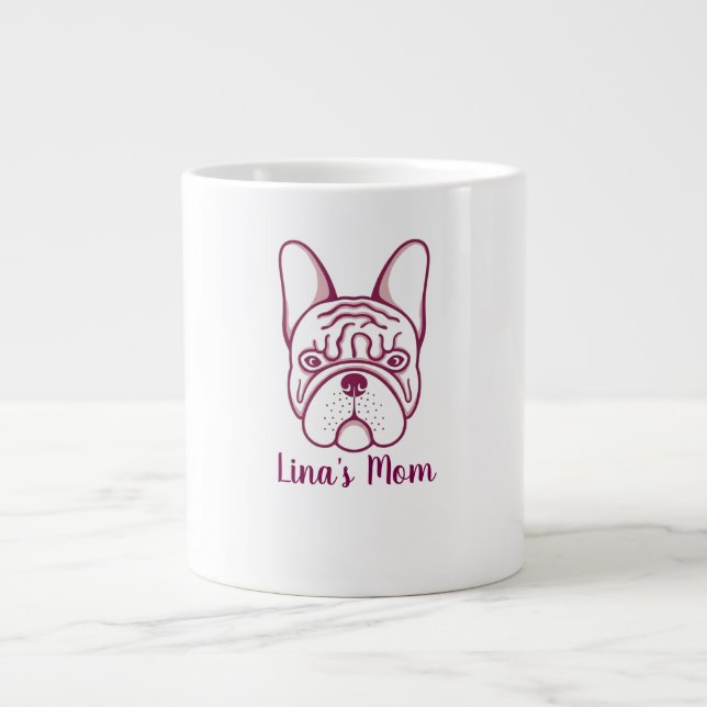 Grande Caneca de Café Personalizada de Mãe de Bulldog Fra (Frente)