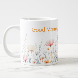 Grande Caneca de café personalizada floral