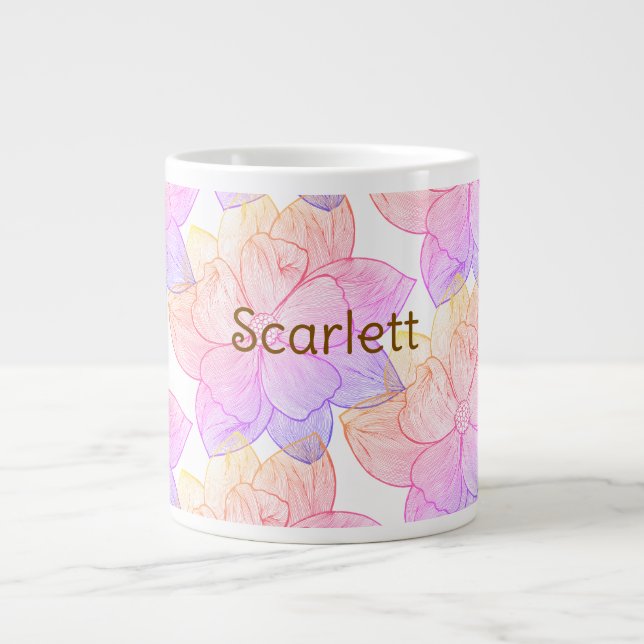 Grande Caneca de Café Personalizada Floral Scarlett (Frente)