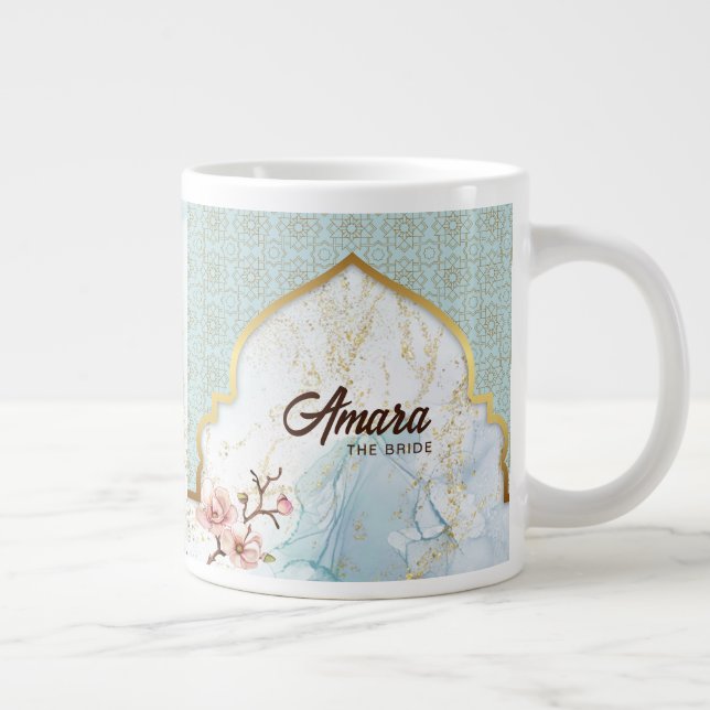 Grande Caneca de Café Personalizada para Noiva – Azul Cla (Direita)