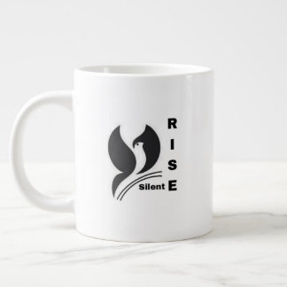 Grande Caneca de Café Preta Minimalista com Logotipo do P
