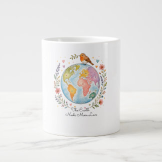 Grande Caneca de Café Robin Bird Watercolor Aconchegante