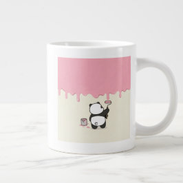Grande Caneca de Café Rosa com Arte de Panda Desenhada à 