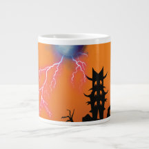 Caneca de Café Silhueta do Castelo Assustador - Es