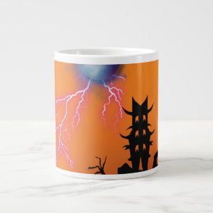Grande Caneca de Café Silhueta do Castelo Assustador - Es