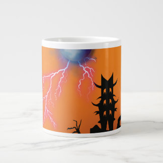 Grande Caneca de Café Silhueta do Castelo Assustador - Es