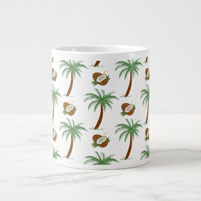 Grande Caneca de Café Tropical Coco Palmeira Fuga da Ilha (Frente)