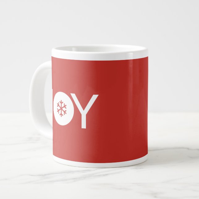 Grande Caneca de Café Vermelha Gigante Natal Alegria (Frente Esquerda)