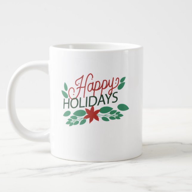 Grande Caneca de Natal Elegante – Café de Férias Clássico (Esquerda)