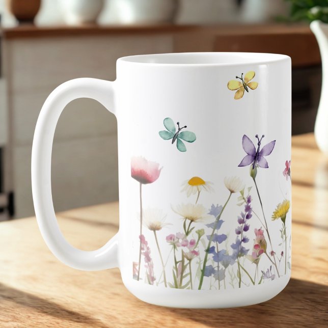 Grande caneca Flores e borboletas aquáticas (Criador carregado)