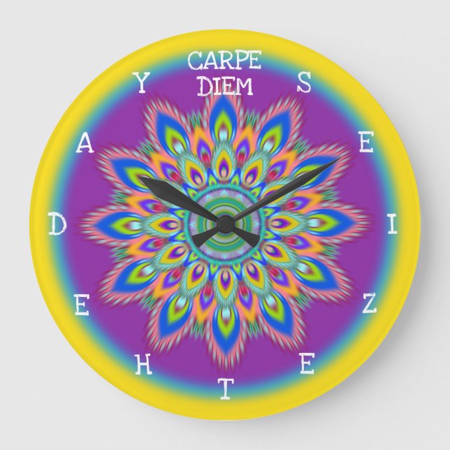 Grande Carpe Diem aproveite o dia do relógio de Mandala. (Frente)