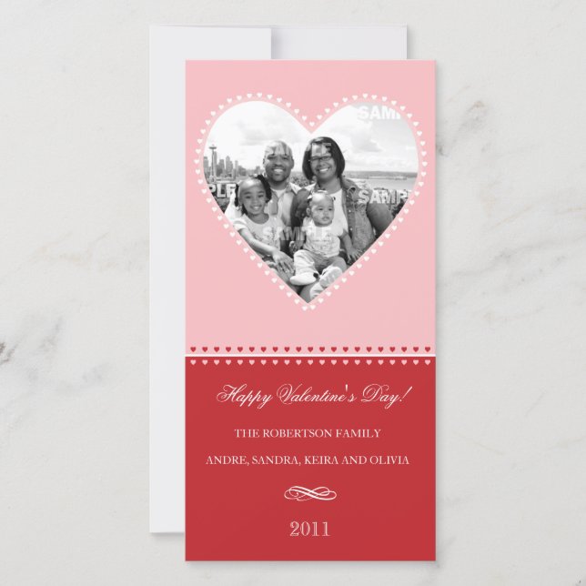 Grande Cartão com fotos de coração adorável (Frente)