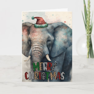 Grande Cartão de Feliz Natal Elefante Feliz