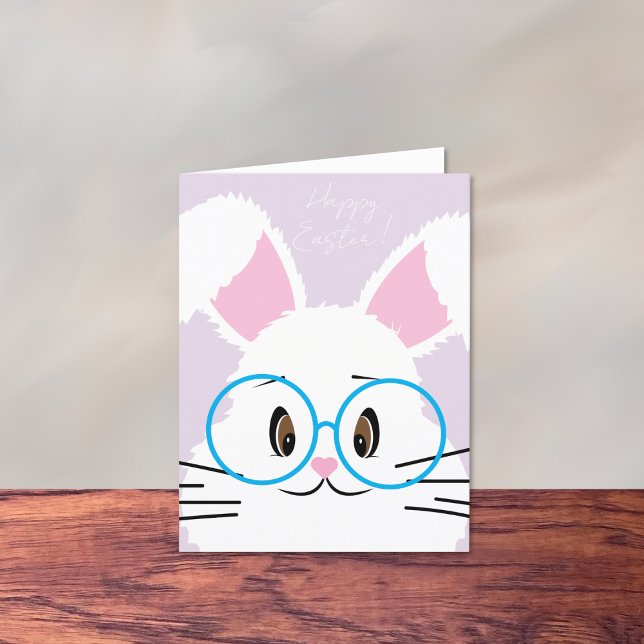 Grande Cartão de Felz pascoa de Rosto Branco (Close up bunny face Easter card .)
