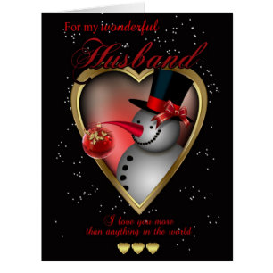 grande cartão de Natal do marido - boneco de neve