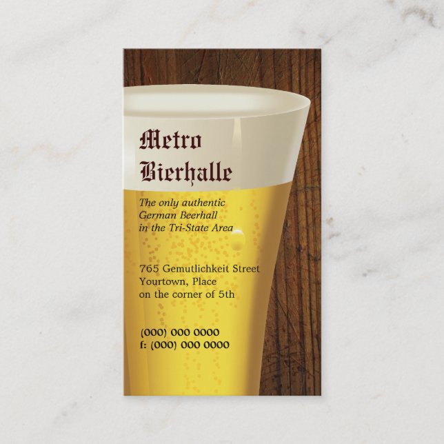 Grande Cartão de visita de cerveja (Frente)