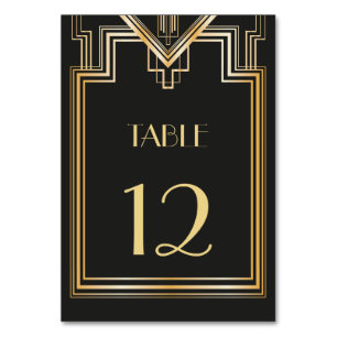 Grande cartão inspirado Gatsby do número da mesa