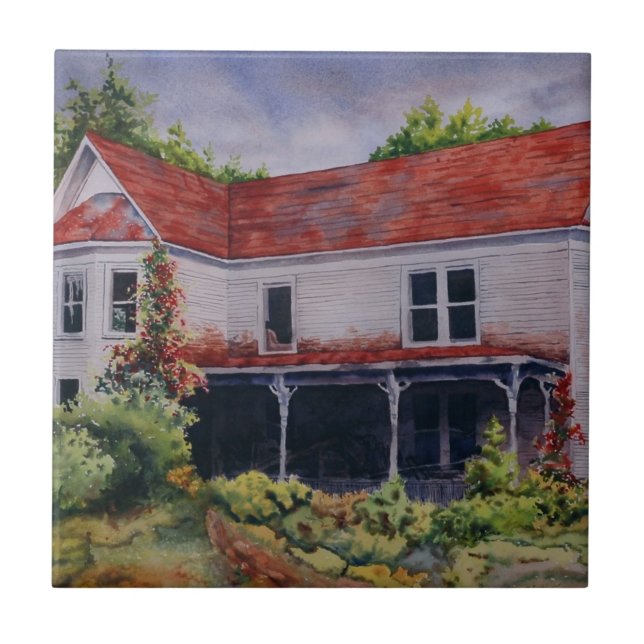 Grande casa branca abandonada velha com videiras (Frente)