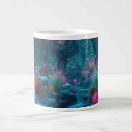 Grande Cena Mágica do Bosque com Caneca de Café de Veado